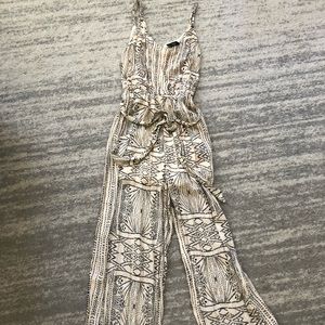 Vici Cream and Black Printed Wide-Leg Jumpsuit